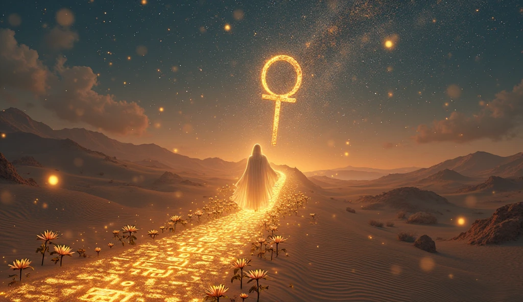 Rüyada Yol Görmek: Alacakaranlık çöldeki altın yol, Nil boyunca uzanıyor, hiyeroglifler ateşböceği gibi süzülüyor. Lotus çiçekleri yolda parlıyor, Osiris’in etereal figürü saydam bir ruhu yönlendiriyor, gökyüzünde yıldızlar ankh oluşturuyor.